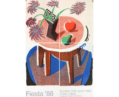 § David Hockney RA (British 1937-) Fiesta '88 (Bradford Festival) exhibition poster, 1988offset lithograph, unframedshowing '