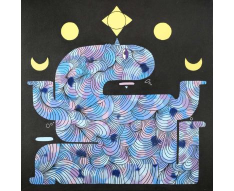 § KEF! (German 1989-) Jongleur of the Universesigned and dated 2014 to the reverseacrylic on canvas, unframed76 x 76.5cmCondi