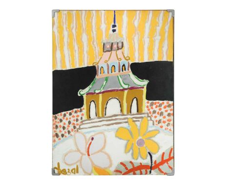Malcolm de Chazal (Mauritian 1902-1981) View of the Thien-Thane Pagode, Mauritiussigned 'Chazal' (lower left)gouache, unframe