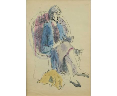 Richard Pitt Kennedy (British 1910-1989) Virgina Woolflithograph with hand coloured wash42 x 30cmProvenance:Gifted by the art