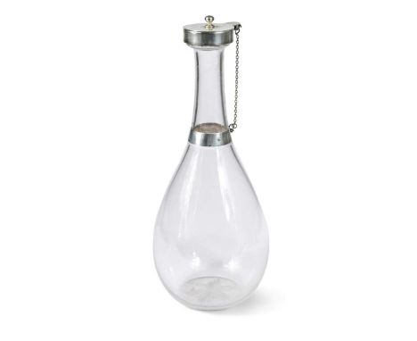 Attributed to Christopher Dresser, a silver mounted glass decanter, Henry Wilkinson, Sheffield 1893, the Webb glass bottle fo