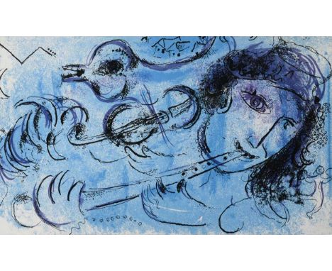 § Marc Chagall (French/Russian 1887-1985) The Flute Player lithograph, printed by Mourlot Freres, 195723 x 39cm