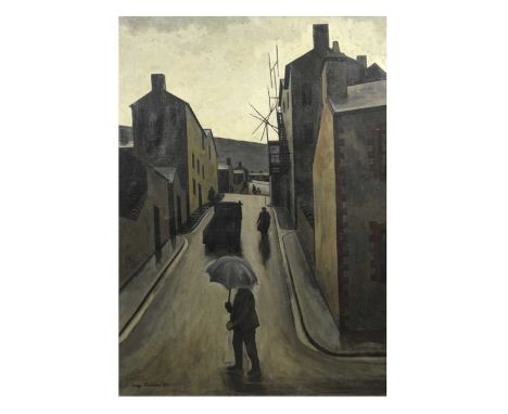 § George Chapman (British 1908-1993) Street in the Rainsigned and dated 'George Chapman 57' (lower right)oil on canvas111 x 7