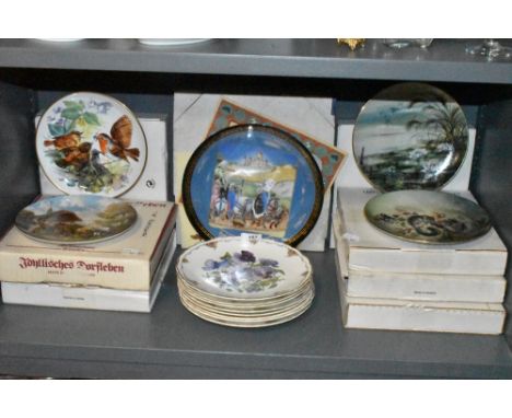 A selection of ceramic display plates including Royal Albert etc