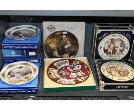 A selection of ceramic display plates by Aynsley and similar most having boxes