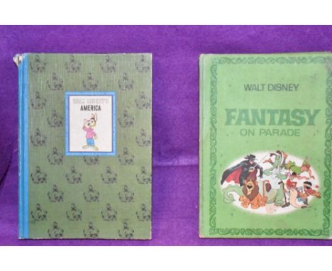 Two vintage childrens story books by Walt Disney Fantasy on parade and America