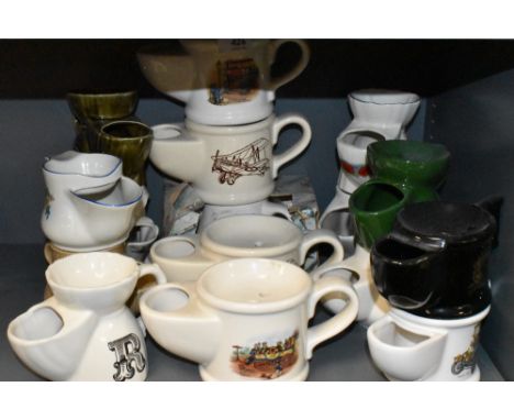 A good collection of ceramic shaving mugs and cups including printed versions