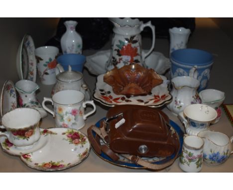 An assortment of vintage items and ceramics including Old Foley,and Royal Albert.