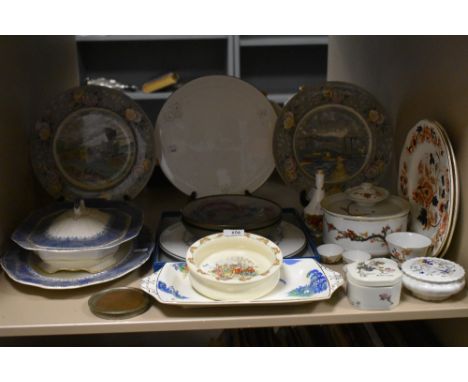 A good quantity of mixed vintage and retro ceramics, including two Adams plated with train designs.