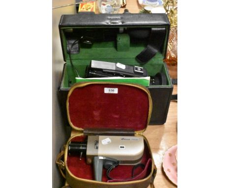 A vintage Chinon Facel cine camera and a Fujica sound ZXM500 in case.