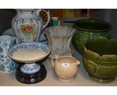 A selection of vintage ceramics including wash set, planters,jugs and more.