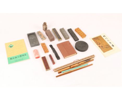 A COLLECTION OF CHINESE SCRIBES, INKS, STAMPS AND TOOLS