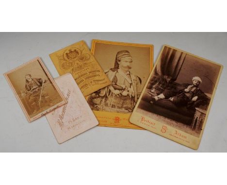 A COLLECTION OF 'CARTES DE VISITE' including Basha Basouke by Rubellin Smyrna and a study of a man with hookah pipe by Sebah 