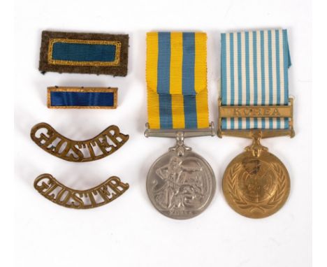 A 'Glorious Glosters' pair to Private H.J. McIntyre, Gloucestershire Regiment, taken Prisoner of War at the Battle of Imjin R