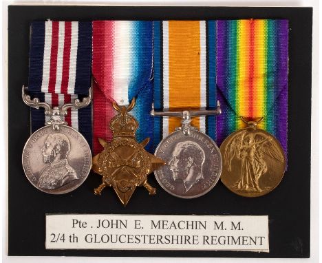 A WWI M.M. group to Private J.E. Meachin, Gloucestershire Regiment:/Military Medal, G.V.R.  (200679 Pte J.E. Meachin 2/4 Glou