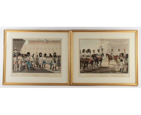 Erhard after Stubenrauch/K K Oesterreichische Grenadiere/a pair/coloured engraving, 37cm x 98cm