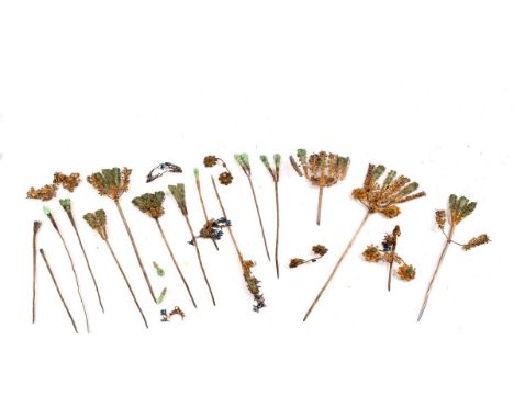 A quantity of Chinese silver and jadeite hair sticks, some with chop marks to back of pin, some with highlights in enamel and