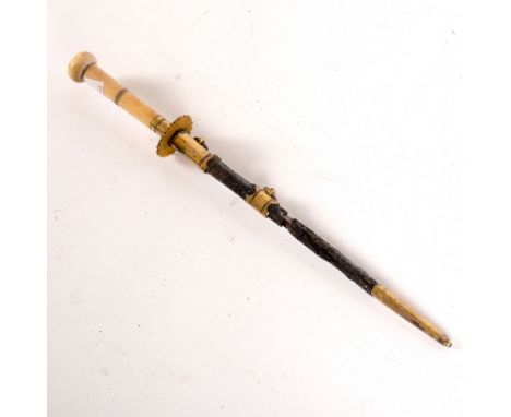 A 19th Century midshipman's dirk, Renton, Frazer &amp; Co., 29 Coventry St, with turned ivory handle and gilt metal mounts, s