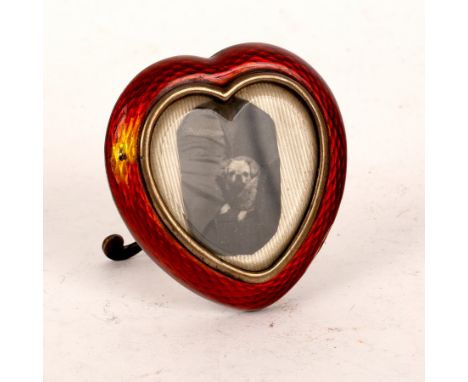 An Austrian silver and enamel heart-shaped photo frame, Georg Adam Schied, import marks for Edwin Thompson Bryant, London 189