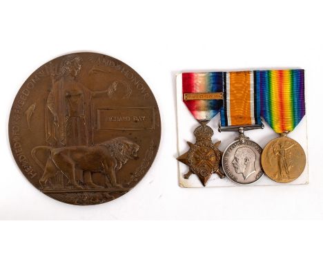 A WWI casualty group to Private R. Day, 1st Bn, Gloucestershire Regiment:/1914 Star with copy clasp (793 Pte R. Day. 1/Glouc.