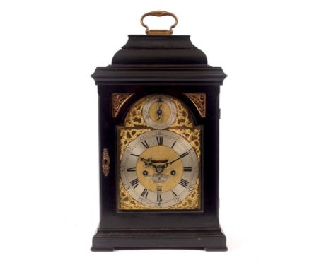 A mid-18th Century ebonised bracket clock by William Smith of London, fitted a twin fusee movement, the backplate finely engr