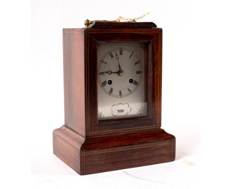 A rosewood cased mantel clock, the silvered dial signed Valery, Paris and with Roman Numerals, 25cm high