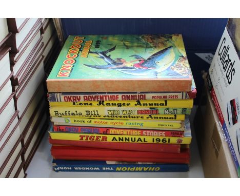 Children's books and annuals, to include Knockout Annual 1959, Okay Adventure Annual, The Lone Ranger Annual, Buffalo Bill Wi