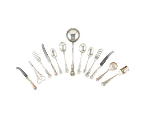 A matched suite of mid-20th Century King’s Pattern flatware and cutlery various makers and dates, predominately J. Dixon and 