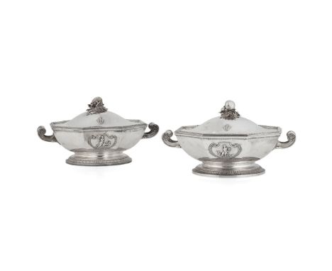 A pair of late 19th-Century Austrian twin handled vegetable tureens, liners and covers Josef Carl Klinkosch, Vienna, circa 18