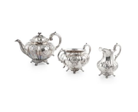 Y A Victorian matched three-piece coffee service Samuel Hayne &amp; Dudley Cater, London 1844/5, comprising a teapot, a milk 