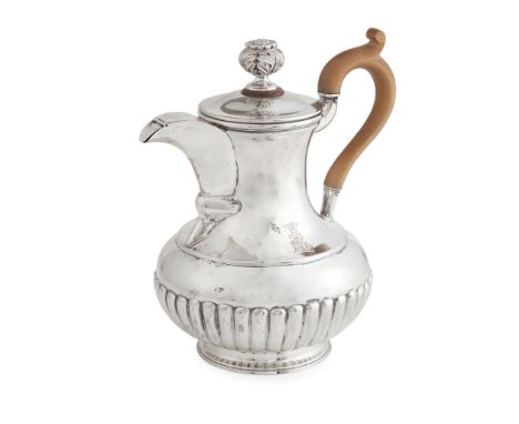 An early 19th-Century Austrian coffee pot marked with Viennese cross-shield with 1833 and 13 inscribed and STM, of demi-flute