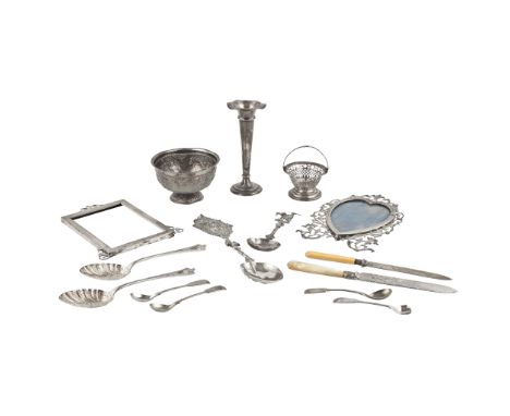 A collection of miscellaneous silver to include, a Dutch 19th-Century pedestal bowl, with import marks, the body with various