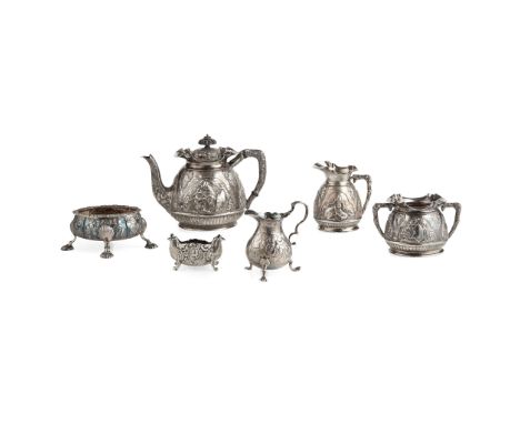 A Victorian three-piece bachelor's tea-service London 1890, comprising teapot, twin handled sugar basin and milk jug, all of 