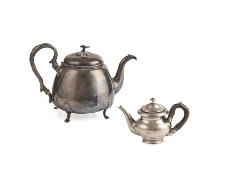 Y A mid 19th-Century miniature European teapot marked twice HR to the underside, possibly Scandinavian, of baluster form, eng