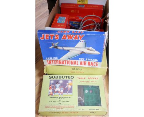 Triang Minic Motorways, in original set box, Triang Minic accessories, many boxed, two Subbuteo Table Soccer sets, both boxed