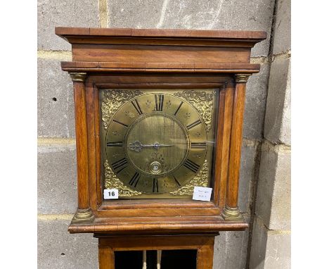 An 18th century walnut thirty hour longcase clock, the 10 inch square brass dial marked Sam Hammond, Battell, height 185cm