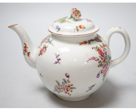 A Worcester teapot and cover, c.1780, 15cms high