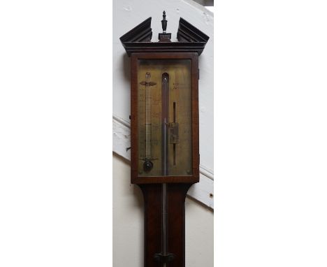 A George III mahogany stick barometer, the engraved brass dial marked Dangelo, Basingstoke, height 98cm