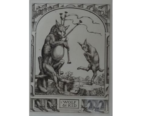 Stephen Gooden (1892-1955), four proof copper engravings, Illustrations for Aesops Fables 1935, 16 x 12cm, Violet Hilda Drumm