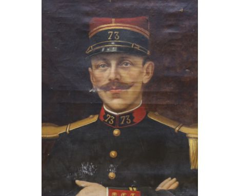 French School c.1900, oil on canvas, Portrait of an army officer, incompletely signed top right,  55 x 46cm