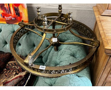 A Victorian gothic brass circular ceiling light, diameter 65cm