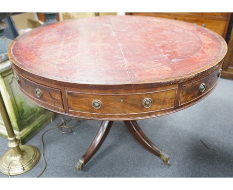 A Regency mahogany drum table, diameter 114cm, height 76cm