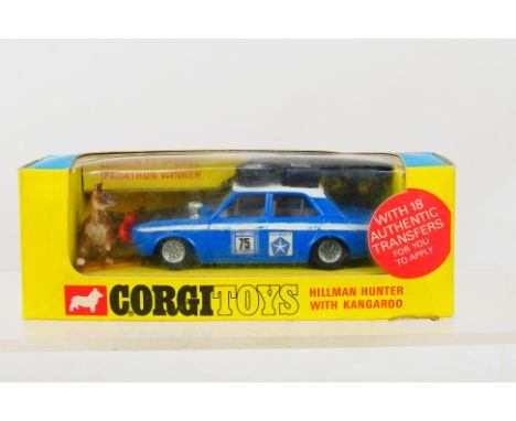 Corgi - A boxed #302 Hillman Hunder with Kangaroo (included). Item appears in excellent condition; a white strip has been add