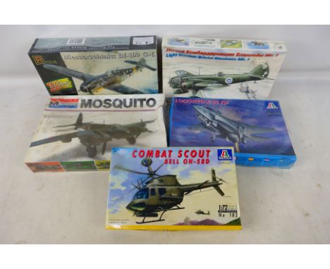 Italeri - Monogram - Pegasus - Other - Five boxed factory sealed military aircraft plastic model kits in 1:72 and 1:48 scale.