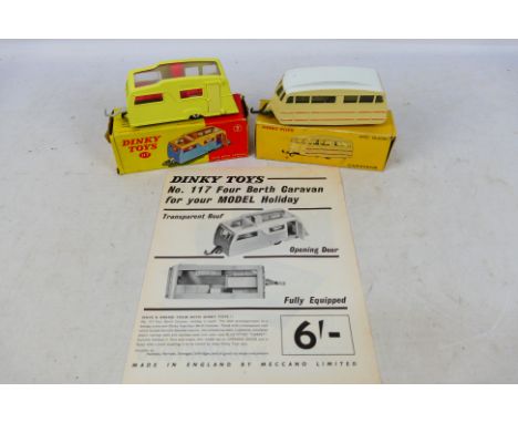 Dinky -  A pair of boxed diecast items to include #811 Caravan and #117 Four Berth Caravan with promotional sheet of the item