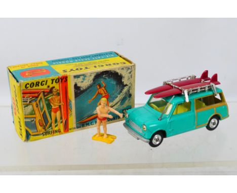 Corgi - A boxed #485 Surfing with the B.M.C. Mini Coutryman. Item appears to be in very good condition with figure (figure is