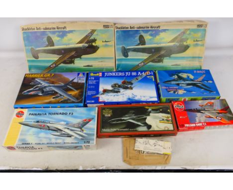 Revell - Airfix - Italeri - Frog - A group of  part made / incomplete 1:72 & 1:48 scale military aircraft plastic model kits.