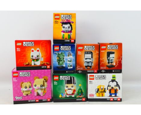 Lego - A collection of eight boxed factory sealed Lego 'Brick Headz'. Lot includes # 40422 Frankenstein; #40492 La Catrina; #