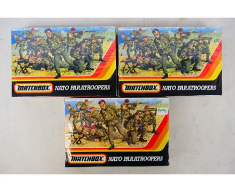 Matchbox - Three boxed Matchbox 1:76 P-5009 NATO Paratrooper sets. Two of the sets are presumed to be in Mint condition being