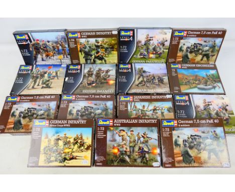 Revell - 15 boxed 1:72 scale mainly military personnel plastic figures. Lot includes Revell #02508 WW2 German Engineers; #025